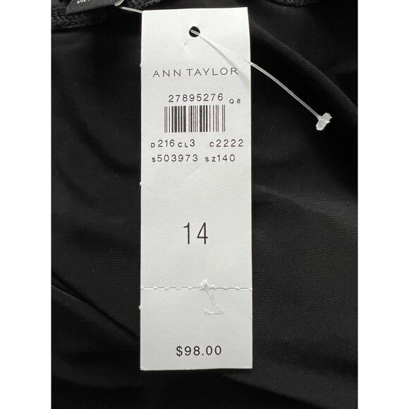 ANN TAYLOR WOMENS SIZE 14 COLORBLOCK BLACK & WHITE WRAP MIDI DRESS NEW - Picture 8 of 11